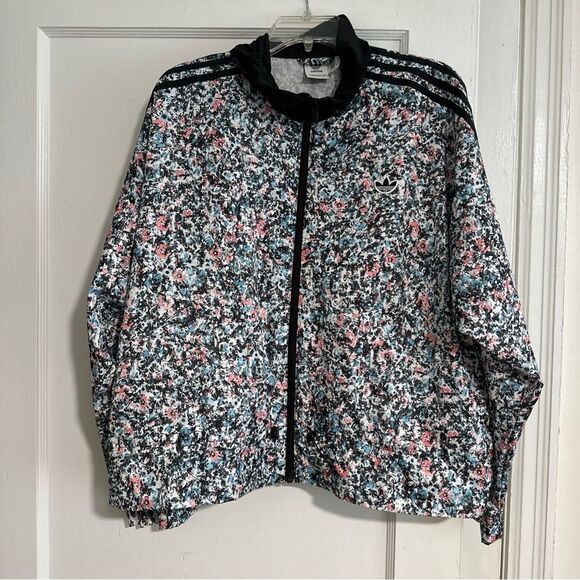 Adidas Women's Floral Jacket - Black and Pink Sz XL - Picture 1 of 16